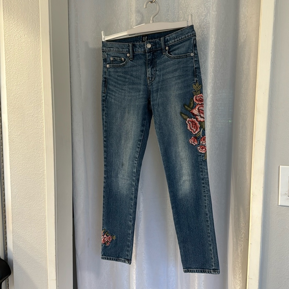 GAP EMBROIDERED BEST GIRLFRIEND DENIM JEANS Sz:25”